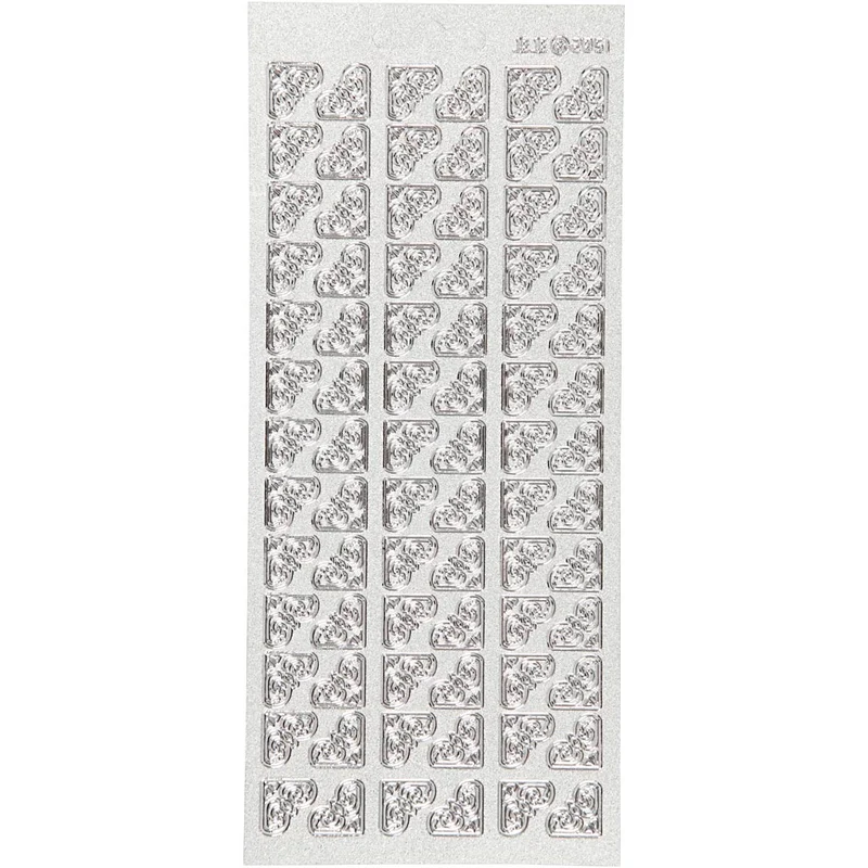 Stickers, hörn, ark 10x23 cm, silver, 1 ark [HOB-170120]