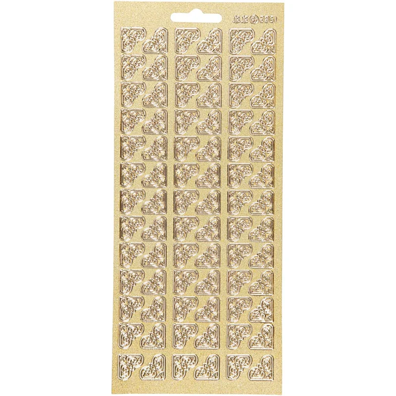 Stickers, hörn, ark 10x23 cm, guld, 1 ark [HOB-170119]