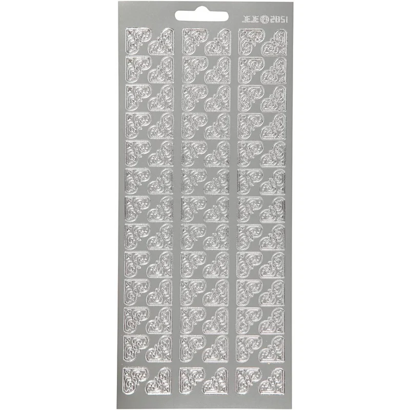 Stickers, hörnen, ark 10x23 cm, silver, 1 ark [HOB-170118]