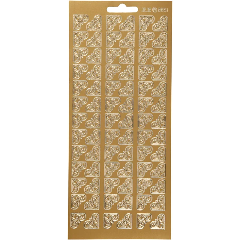 Stickers, hörn, ark 10x23 cm, guld, 1 ark [HOB-170117]