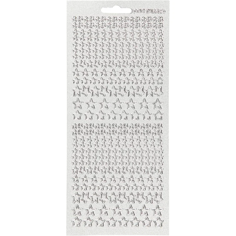 Stickers, stjärnor, ark 10x23 cm, silver, 1 ark [HOB-170113]