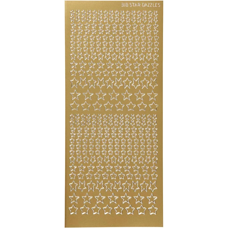 Stickers, stjärnor, ark 10x23 cm, guld, 1 ark [HOB-170111]