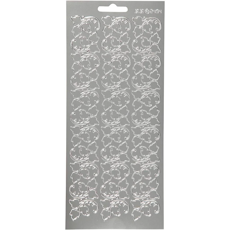 Stickers, blad, ark 10x23 cm, silver, 1 ark [HOB-170102]