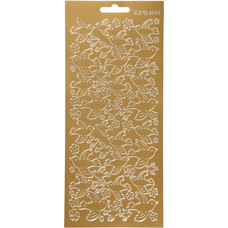 Stickers, duvor, ark 10x23 cm, guld, 1 ark [HOB-170099]