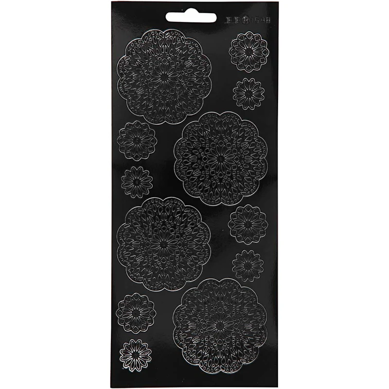 Stickers, blommor, ark 10x23 cm, svart, 1 ark [HOB-170097]