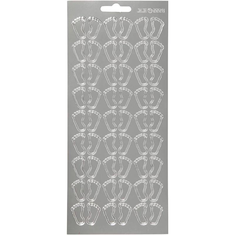 Stickers, fötter, ark 10x23 cm, silver, 1 ark [HOB-170094]
