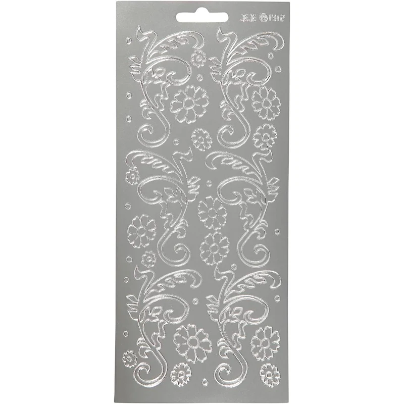 Stickers, dekoblad, ark 10x23 cm, silver, 1 ark [HOB-170055]