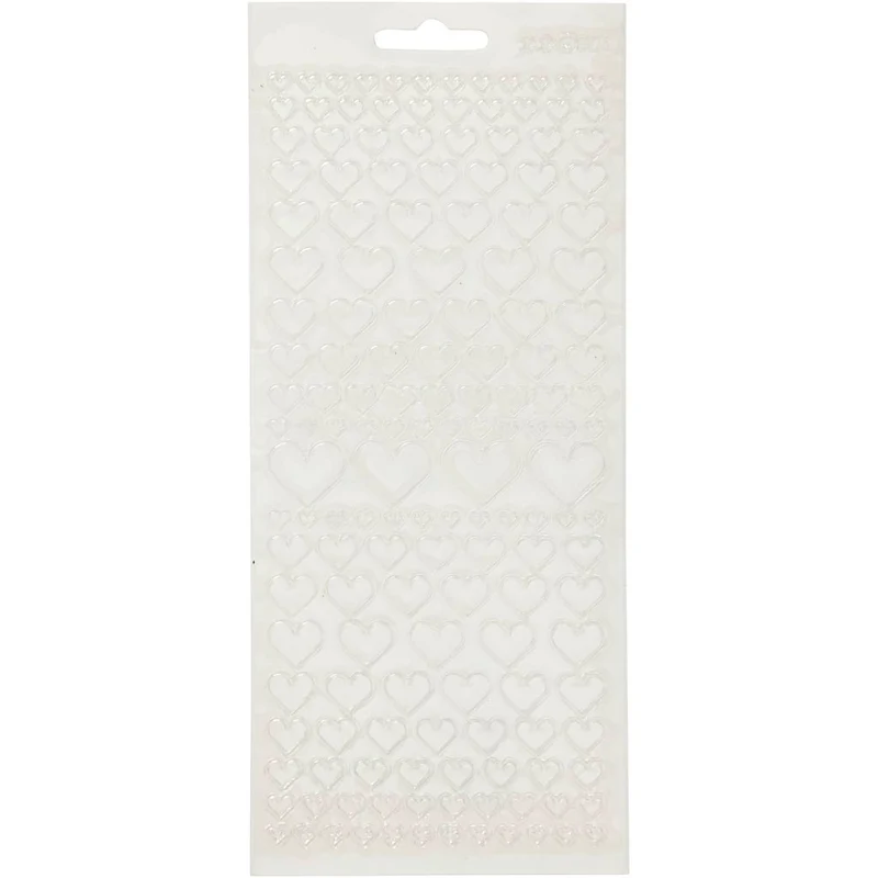 Stickers, hjärtan, ark 10x23 cm, transparent, 1 ark [HOB-170043]