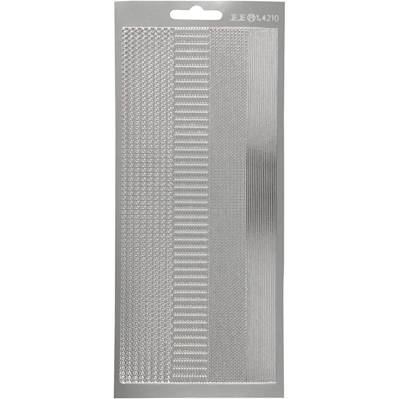 Stickers, bårder, ark 10x23 cm, silver, 1 ark [HOB-170029]