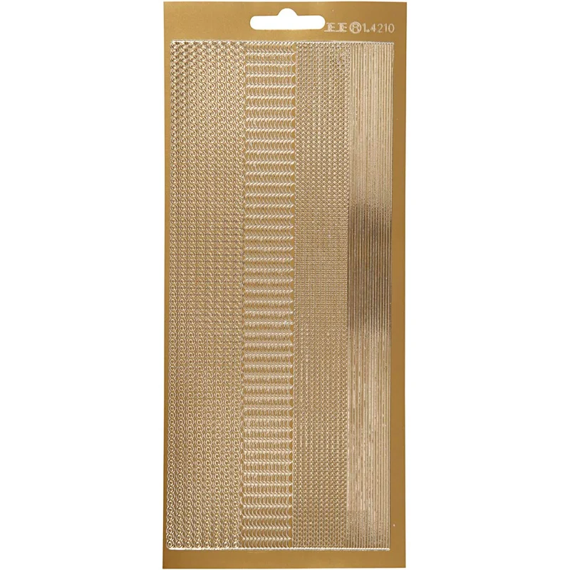 Stickers, bårder, ark 10x23 cm, guld, 1 ark [HOB-170028]