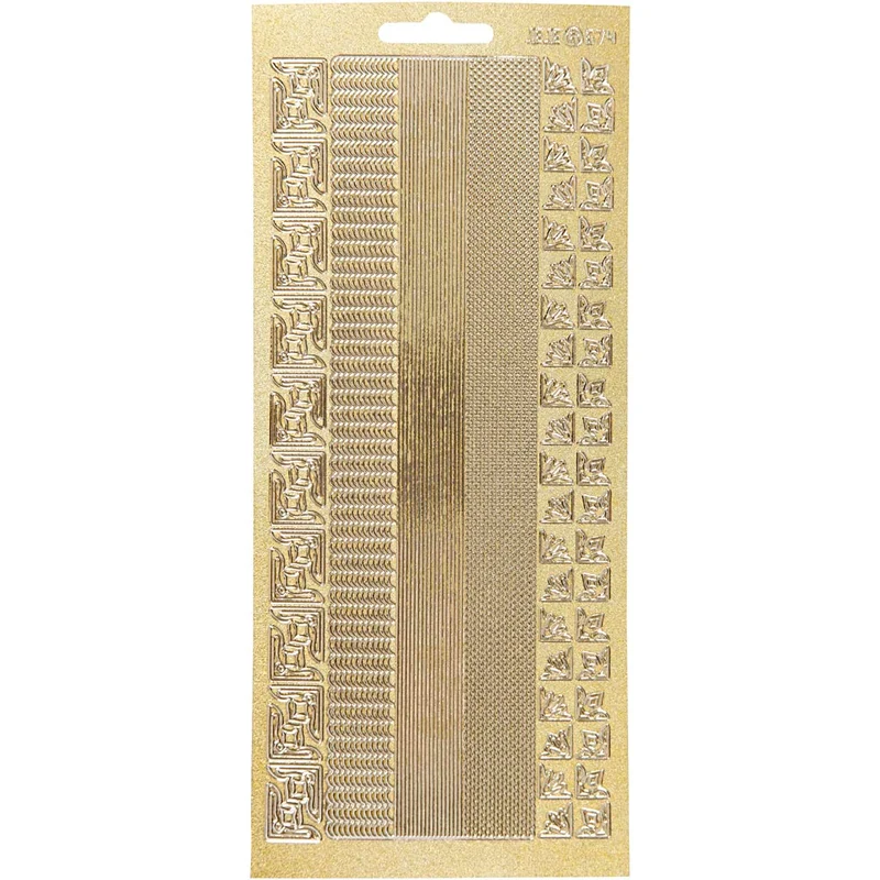 Stickers, bårder, ark 10x23 cm, guld, 1 ark [HOB-170024]