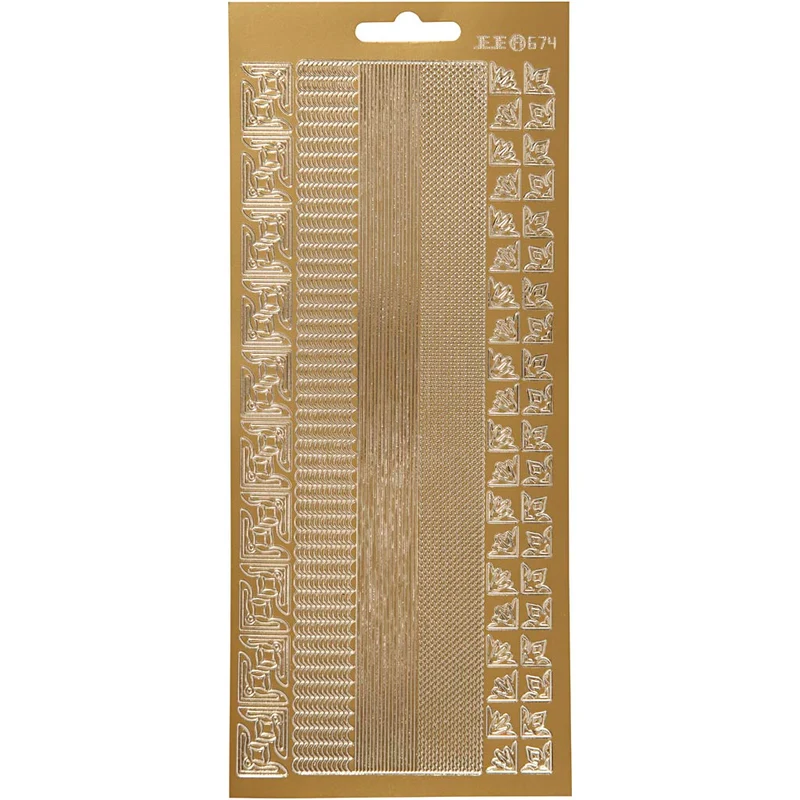 Stickers, bårder, ark 10x23 cm, guld, 1 ark [HOB-170023]
