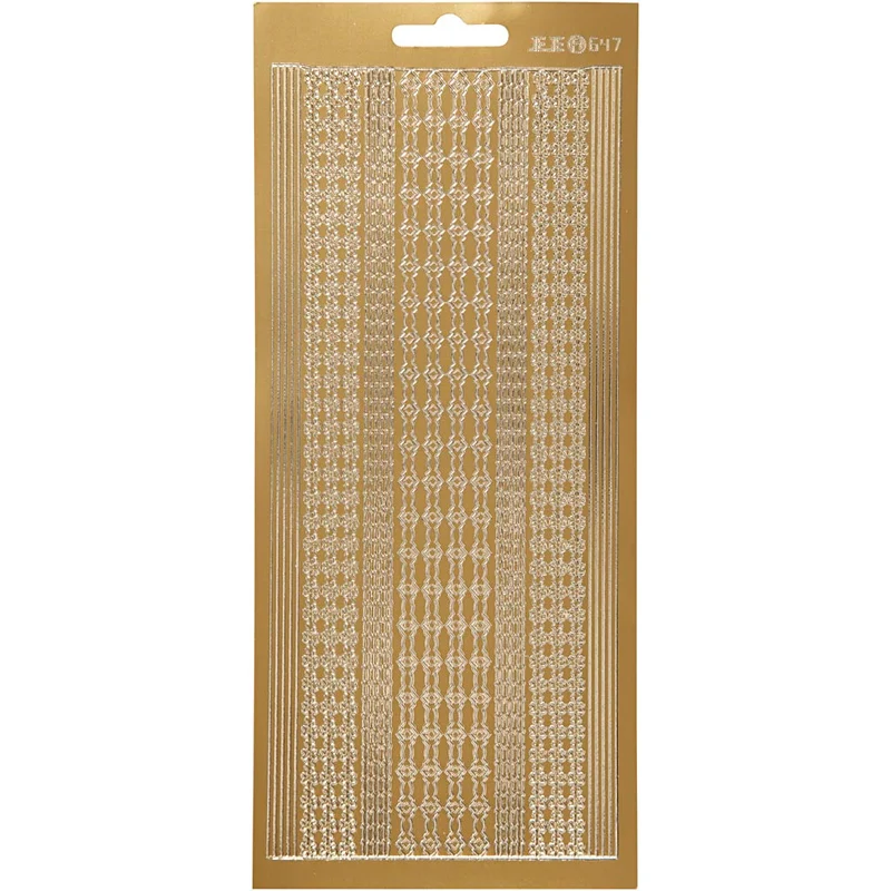 Stickers, bårder, ark 10x23 cm, guld, 1 ark [HOB-170021]