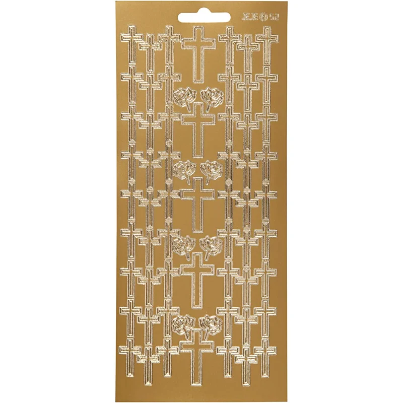 Stickers, kors, ark 10x23 cm, guld, 1 ark [HOB-170012]