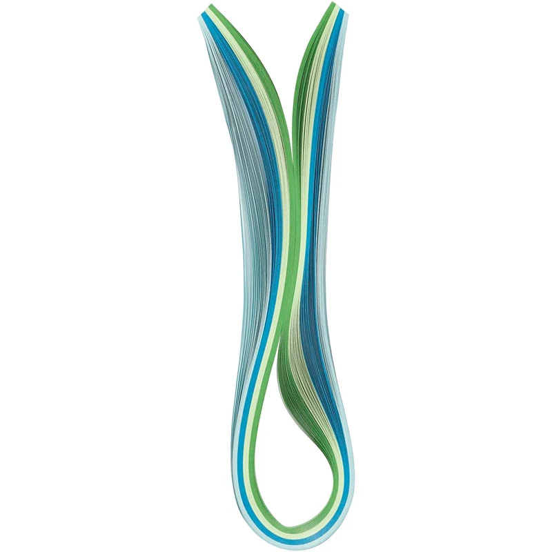 Quilling strimlor, L: 78 cm, B: 5 mm, 120 g, blå, grön, limegrön, turkos, 100 st./ 1 förp. [HOB-20796]
