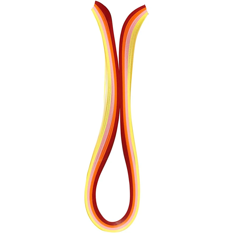 Quilling strimlor, L: 78 cm, B: 5 mm, 120 g, orange, rosa, röd, gul, 100 st./ 1 förp. [HOB-20795]