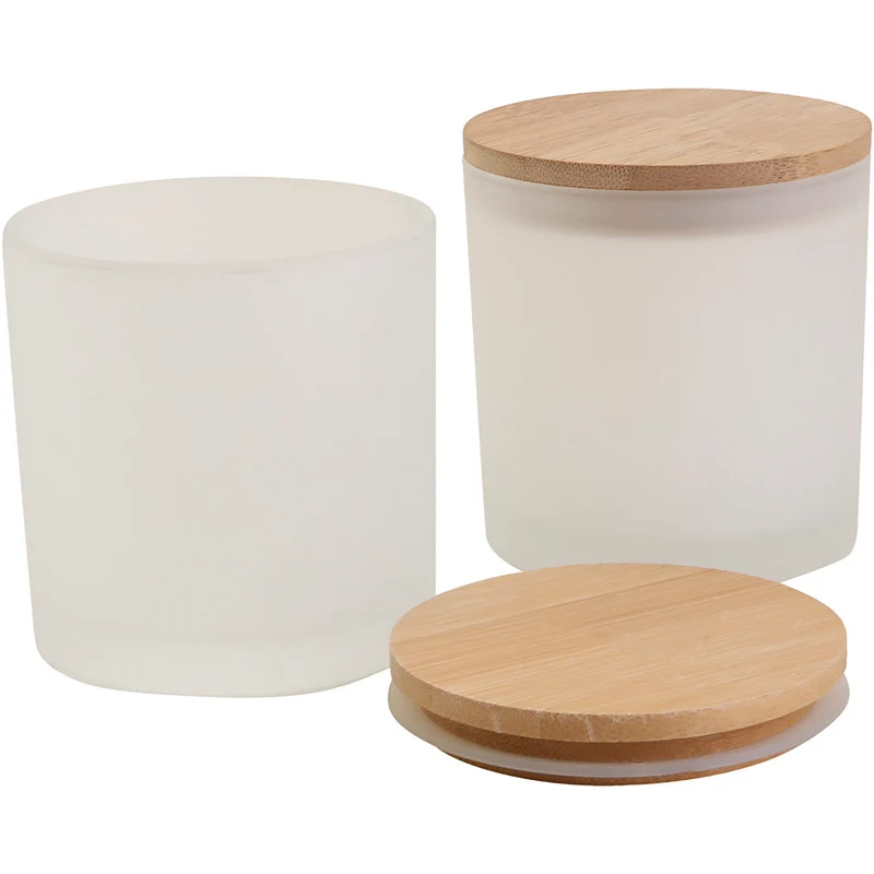 Glasburkar med trälock, H: 9 cm, Dia. 8 cm, stl. 8 cm, 315 ml, 12 st./ 1 förp. [HOB-646054]
