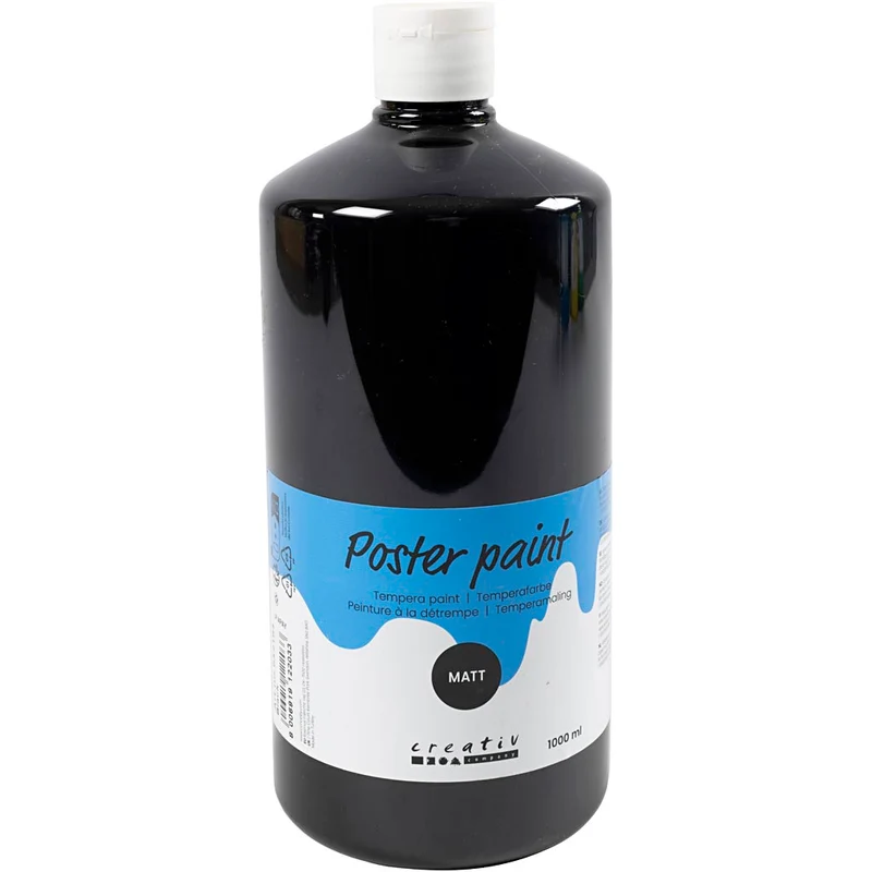 Temperafärg Matt, svart, 1000 ml/ 1 flaska [HOB-642184]