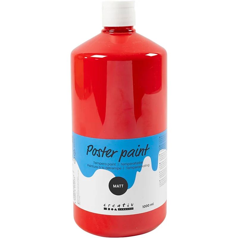 Temperafärg Matt, röd, 1000 ml/ 1 flaska [HOB-642134]