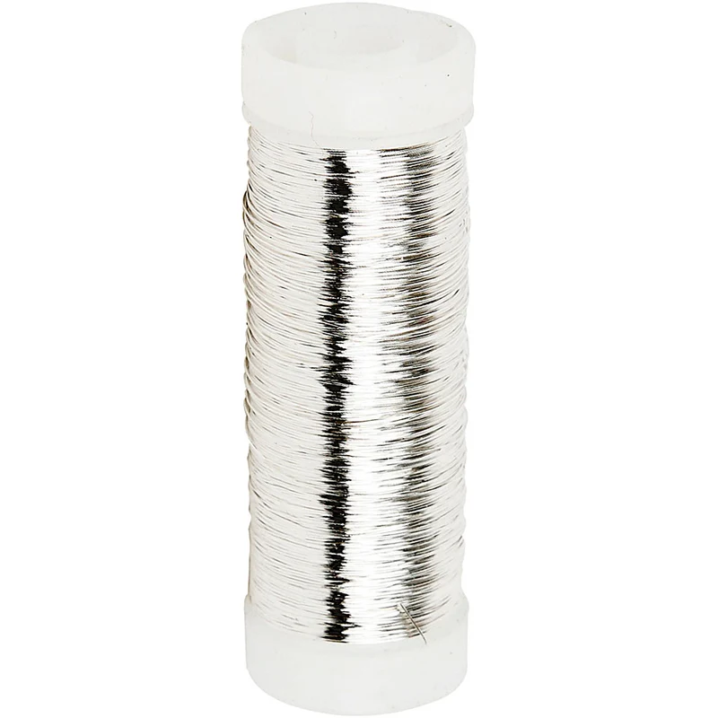 Försilvrad tråd, tjocklek 0,2 mm, försilvrad, 50 g, 110 m/ 1 rl. [HOB-51756]