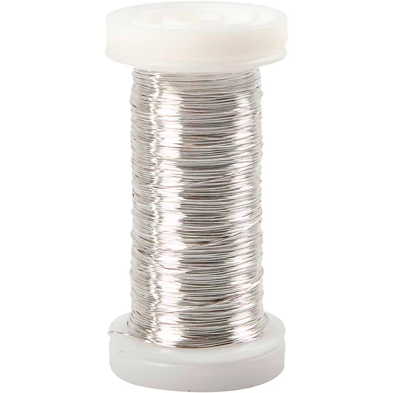 Försilvrad tråd, tjocklek 0,3 mm, försilvrad, 50 g, 100 m/ 1 rl. [HOB-51736]