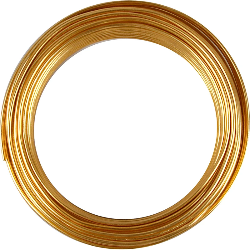 Aluminiumtråd, rund, tjocklek 3 mm, guld, 29 m/ 1 rl. [HOB-51721]
