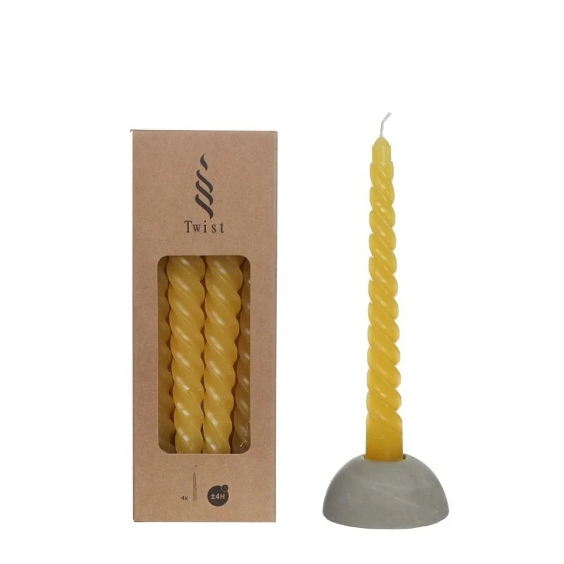 Ljus med vridna gula ljus 19cm höga (4 st.) [IFS-32242]
