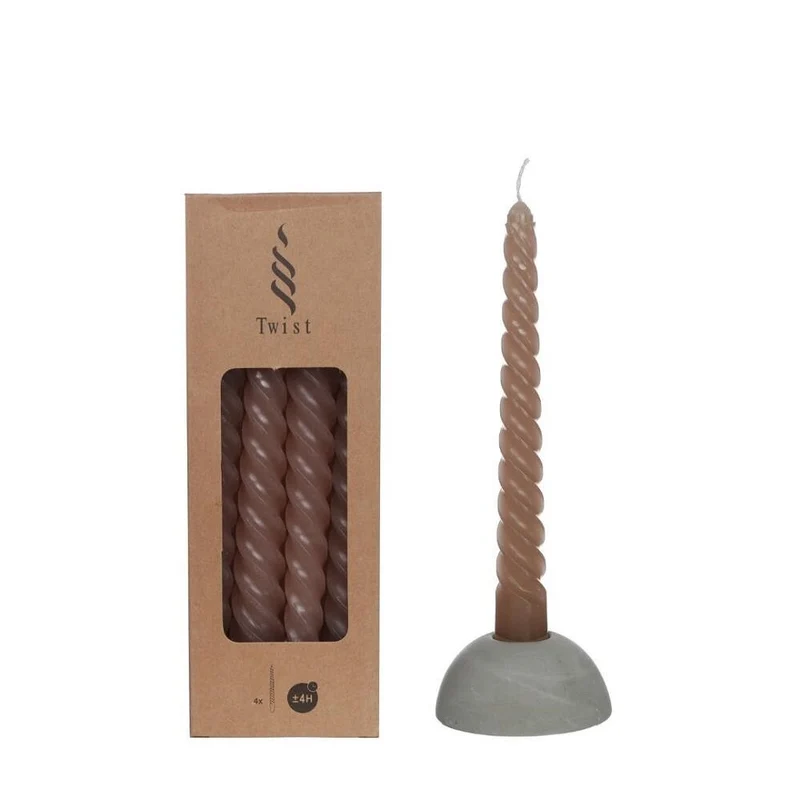 Ljus med vridna taupéfärgade ljus 19 cm höga (4 st.) [IFS-32232]