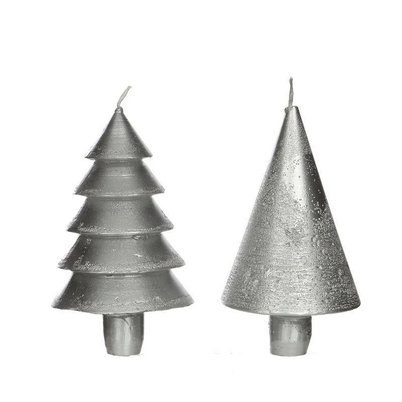 Ljus set 2 träd silver 12cm hög (1 set, 6st.) [IFS-32156]