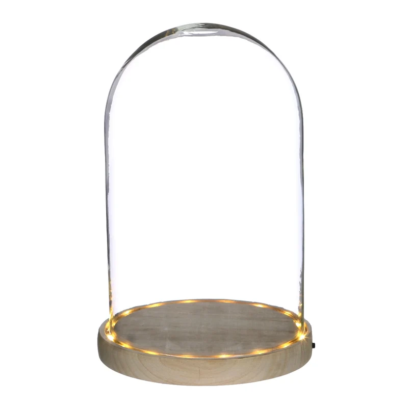 LED-glasburk med träfot Ø17cm (1 st.) [IFS-29495]