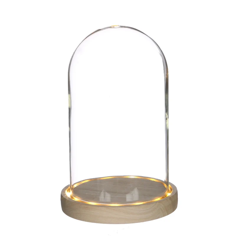 LED-stolp i glas med träfot Ø14cm (1 st.) [IFS-29494]