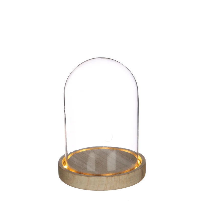 LED-glasburk Ø12cm med träfot (1 st.) [IFS-29493]