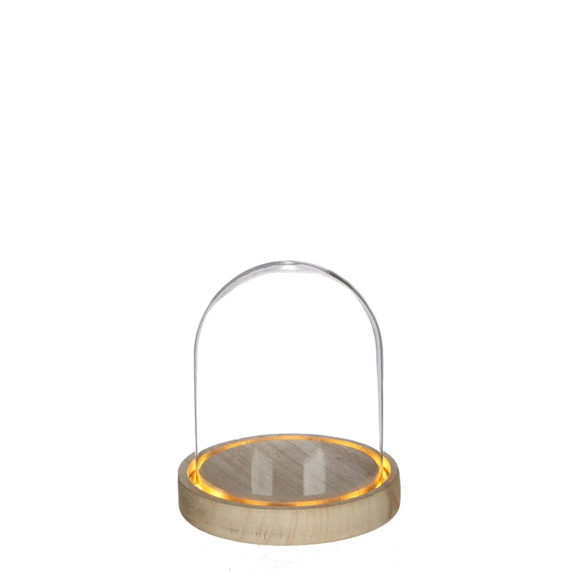 LED-glasburk med träfot Ø12cm (1 st.) [IFS-29492]