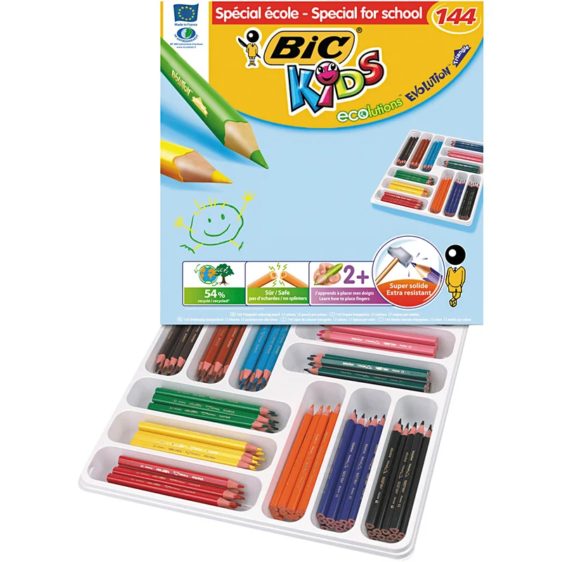 BIC Eco evolution färgblyertspennor, kärna 5 mm, mixade färger, 12 st./ 1 förp. [HOB-396130]