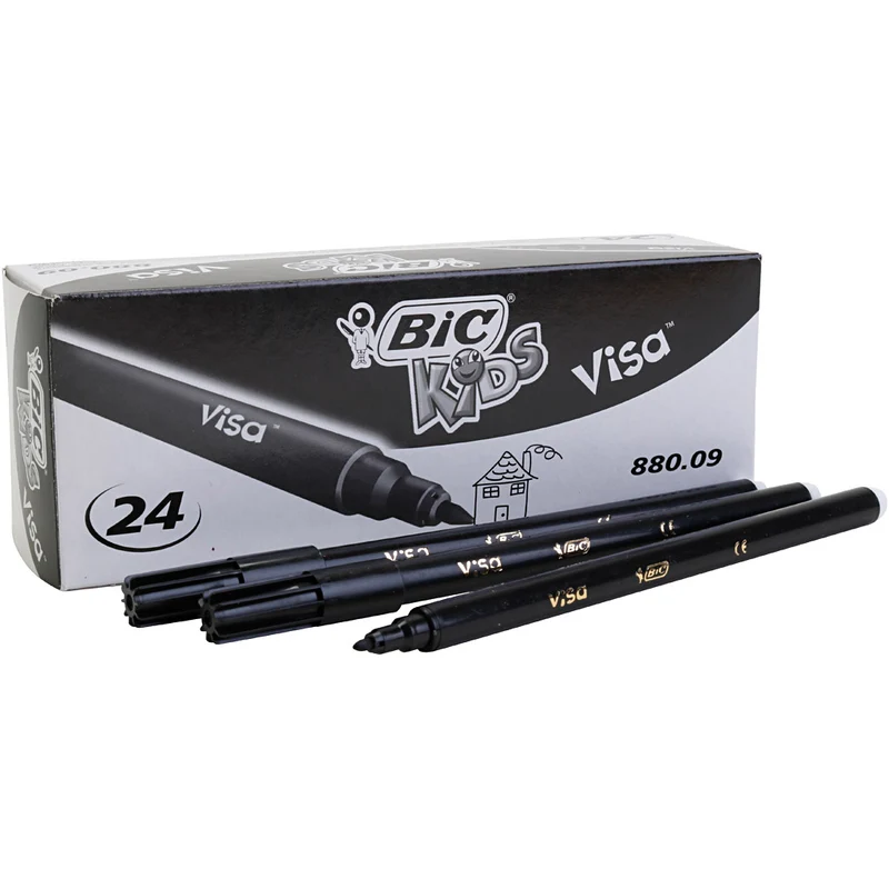 BIC Visafin Tuschpennor, spets 0,7 mm, svart, 24 st./ 1 förp. [HOB-393084]
