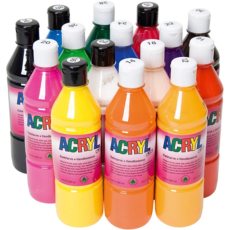 Akrylfärg, mixade färger, 15x500 ml/ 1 förp. [HOB-641015]