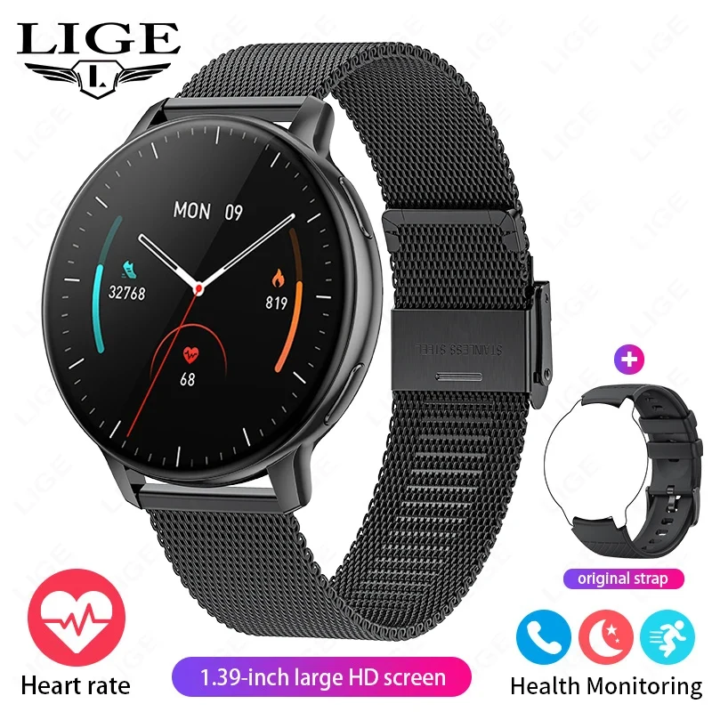 LIGE Bluetooth Smart Watch for Women – Custom Dial, Sport Fitness Tracker, iOS & Android (2026)