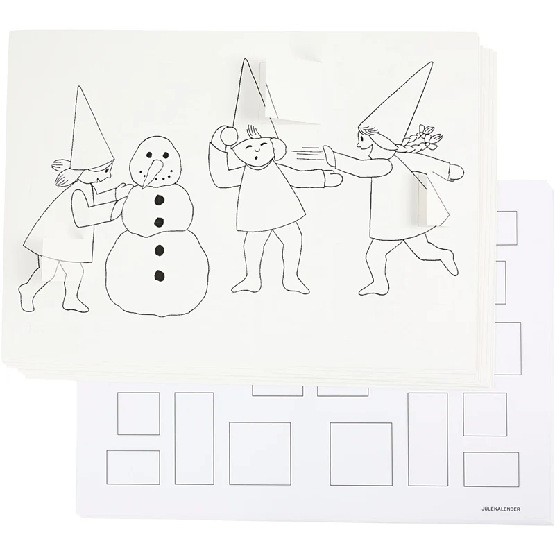 Julkalender med nissar i snöbollskrig, A3, stl. 30x42 cm, vit, 30 st./ 1 förp. [HOB-537001]