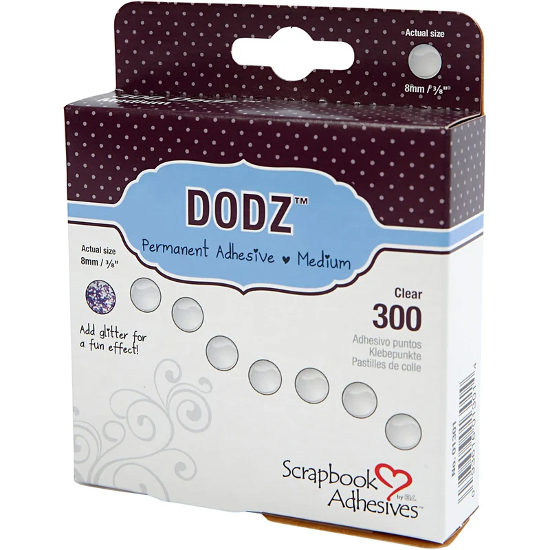 Dodz Adhesive Dots, Dia. 8 mm, tjocklek 0,5 mm, medium, 300 st./ 1 förp. [HOB-11567]