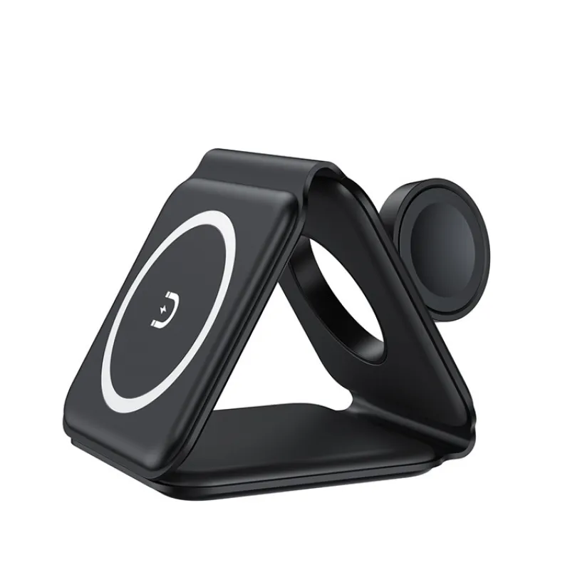 3-in-1 Magnetic Wireless Charging Station - Foldable Phone Holder