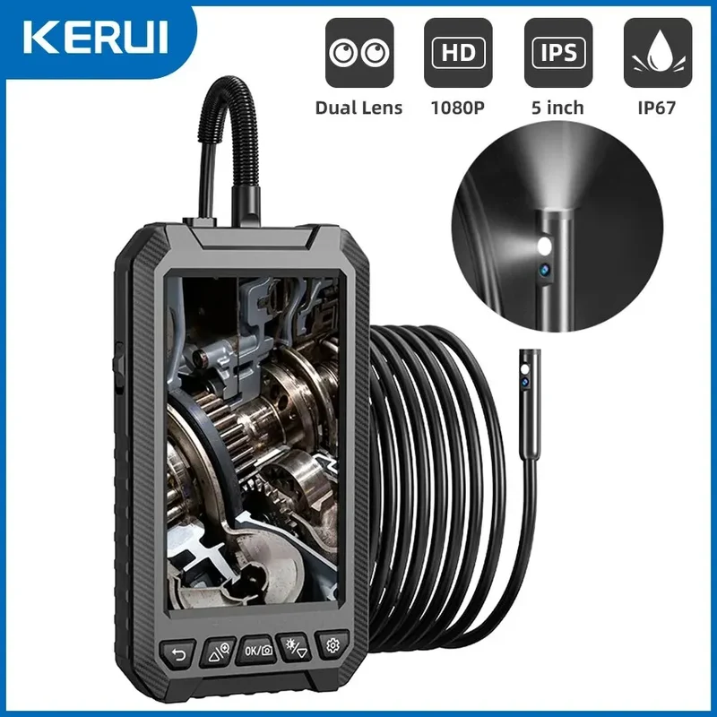 KERUI 1080P Industrial Endoscope Camera – 5" LCD, Dual/Triple Lens