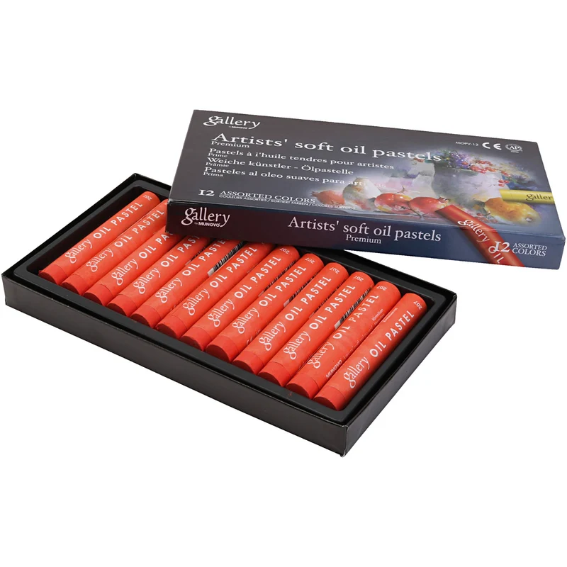Gallery oljepastellkritor, L: 7 cm, Dia. 11 mm, tjocklek 11 mm, vermilion, 12 st./ 1 förp. [HOB-425332]