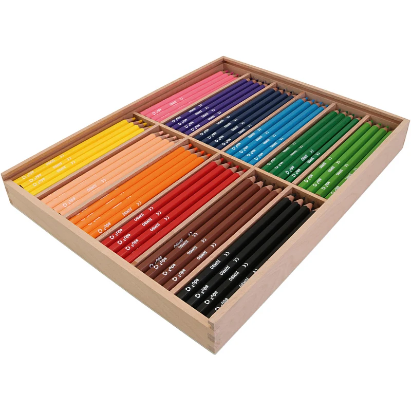 edu Jumbo Färgblyertspennor, tjocklek 10 mm, kärna 5 mm, ca. 144 st., mixade färger, 12x12 st./ 1 förp. [HOB-409844]