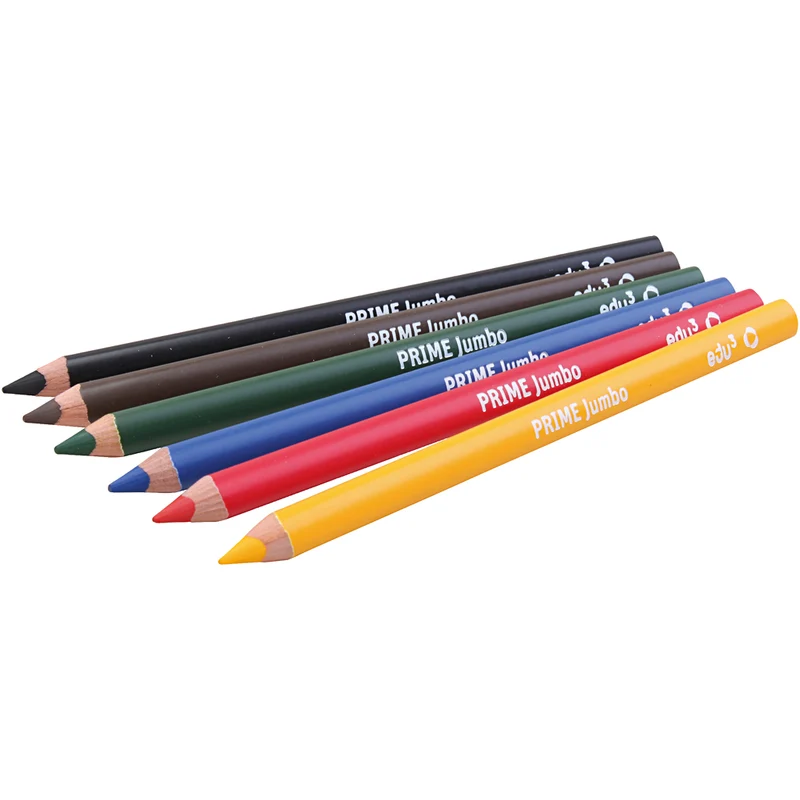 edu Kraftiga Färgblyertspennor, tjocklek 10 mm, kärna 6,25 mm, mixade färger, 6 st./ 1 förp. [HOB-409206]
