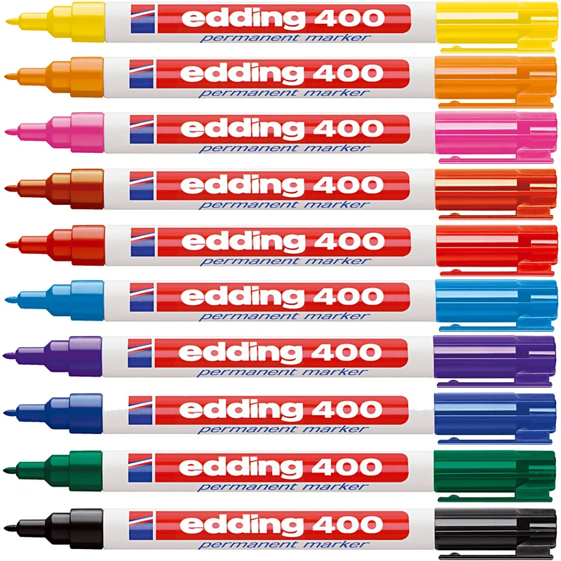 Edding 400 tuschpennor, spets 1 mm, mixade färger, 10 st./ 1 förp. [HOB-353290]