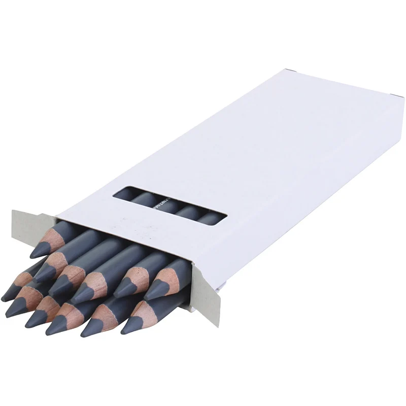 edu Kraftiga Färgblyertspennor, tjocklek 10 mm, kärna 6,25 mm, grå, 12 st./ 1 förp. [HOB-408082]