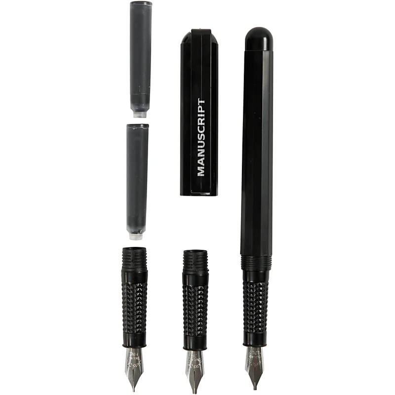 Kalligrafipennor, Nybörjarset, B: 0,85-1,6 mm, svart, 1 set [HOB-14195]