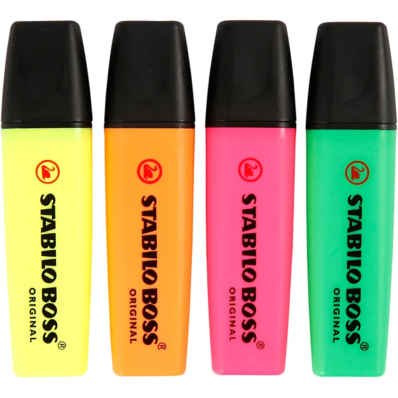 Textmarker, neongrön, neonorange, neonrosa, neongul, 4 st./ 1 förp. [HOB-14162]