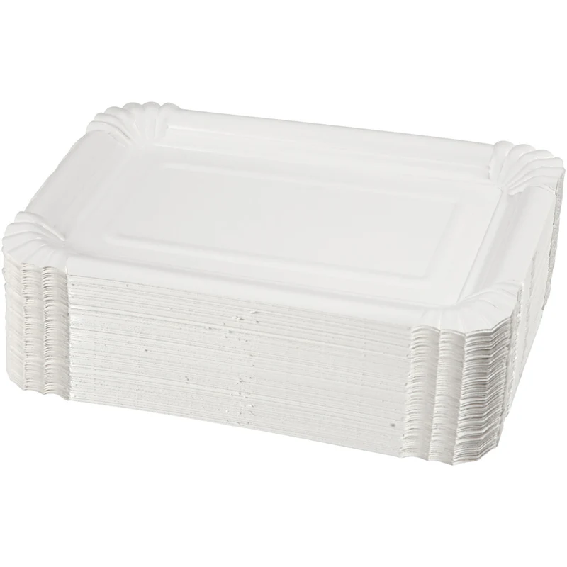 Vita fyrkantiga papptallrikar, stl. 20x13 cm, 250 st./ 1 förp. [HOB-13208]