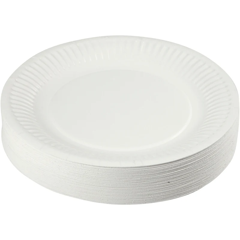 Vita papptallrikar, Dia. 18 cm, 100 st./ 1 förp. [HOB-13204]